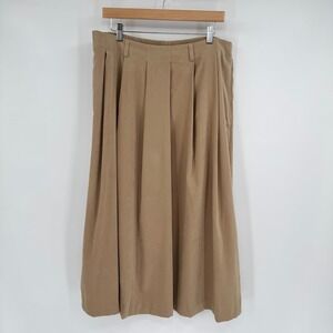 Orvis Faux Suede Camel Color Pleated Mid-Weight Maxi Skirt Women's Size 16